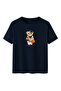 Women's Navy Blue Beverly Hills Teddy Bear Printed T-Shirt 100% Cotton Comfortable Fit - 2