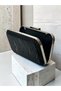 Black Striped Laser Patterned Women's Evening Dress Bag with Silver Detail Wedding Engagement Graduation - 4