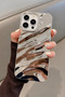 iPhone 15 Pro Compatible - Silver Wave Gradient Cover, Non-Flaking and Non-Yellowing Shockproof Glossy Case