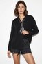 Women's Casual Crinkle Black Shirt with Single Pocket Detail and Scarf Accessory - 5