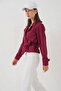 Women's Classic Collar Belted Double Button Burgundy Trench Coat - 3