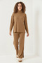 Women's Long Sleeve Camel Top and Bottom Set - 3
