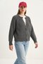 Women's Thick Knitted Crew Neck Knitwear Anthracite Cardigan - 3