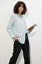 Women's Oversize Single Pocket Polka Dot Blue Shirt - 6