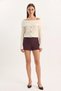 Women's Boat Neck Button Detailed Knitwear Cream Sweater - 7