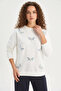 Women's Crew Neck Yusufcuk Stone Embroidered Relaxed White Sweatshirt - 5