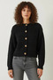 Women's Buttoned Patterned Knitwear Black Cardigan
