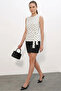 Women's Zero Sleeve Belted Dot Patterned White Blouse - 3