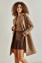 Women's Single Button Belted Lined Cashmere Camel Coat - 6