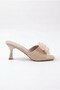 Women's Bow Detailed Slippers Beige - 4