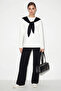Women's Shawl Detailed Long Sleeve Basic t Shirt Elastic Waist Loose Pants Bottom Top Modal Black Set
