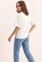 Women's Lace Satin Detailed Layered Look t Shirt White Black - 6