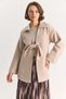 Women's Shirt Collar Tie Detail Washed Cashmere Beige Coat - 4