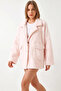 Women's Double Pocket Oversize Plush Pink Coat - 3