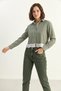 Women's Lace Detailed Striped Crop Khaki Shirt - 6