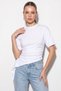 Women's Waist-Fitted Soft Textured Cotton Asymmetrical Cut Short Sleeve White Blouse - 4