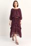 Women's Elastic Waist Boat Neck Blouse Asymmetrical Layered Detailed Maxi Purple Skirt Set - 3