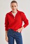 Women's Turtleneck Zippered Knitwear Red Sweater - 5
