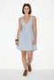 Women's V-Neck Thin Straps Striped Gipeli Back Detail Seersucker Baby Blue Dress - 3