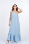 Women's Summer Blue Valeska Premium Muslin Fabric One-Shoulder Dress 50417