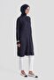 Jacquard Ruffle Collar Tunic Navy Blue - 2