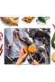 Kitchenville Glass Cutting Board 20”x16”: Tempered Glass Kitchen Counter Protector - Durable- Scratch-Resistant, Heat-Proof - Design 8 - Grey & Gold