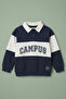Unisex Kids Polo Collar Sweatshirt College Printed