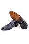 Dark Blue Color Lace-Up Genuine Leather Men's Shoes - 3