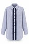 Pearl Detail Striped Organza Fabric Shirt 19573 Navy Blue - 2