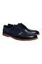 Dark Blue Color Lace-Up Genuine Leather Men's Shoes