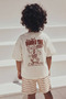 Boy's Bubble Tea Printed T-Shirt and Striped Shorts Set Brown