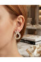 Brass Gold Color Zircon Stone Ring Model Flower Figure Earrings - 2