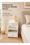 Modern White Nightstand with Drawer and Two Open Storage Areas, 60 cm Tall Compact Wooden Bedside Table with Raised Edge Design for Bedroom and Small Spaces - 5