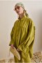 Drawstring Effect Suit Light Oil Green - 2
