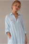 Women's Baby Blue Long Shirt Muslin 100% Cotton Oversize Dress - Without Belt - 6