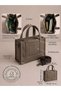 Coffee Canvas Women's Hand and Shoulder Bag with Adjustable Strap Vintage 26X20X12 cm - 3