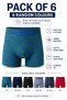 Men’s Boxer Briefs Pack of 6 – Free Size Jersey Underwear, Soft Breathable Fabric, Elastic Waistband, Comfort Fit, Random Colours - 4