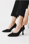 Center-Stitched Thin Heeled Shoes Stiletto Black Satin 9 cm - 2