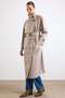 High Collar Cape Detailed Water Repellent Trench Coat Stone 6889 - 3
