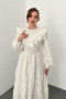 Ecru Ruffled Dress, Pack of Embroidered - 4