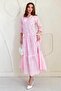 Pink Lined High Collar Embroidered Dress