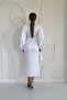 White V-Neck Satin Dress - 4