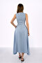 Baby Blue Asymmetrical Hem Atlas Dress - 4