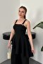 Black Flounce Blouse and Pants Set