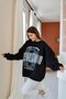 Black Text Printed Oversize Sweatshirt - 2