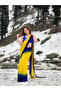 Blue & Yellow Ombre Georgette Saree - FFT7972 | Blue & Yellow-Size-0 - 3