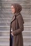 Women's Degaje Collar Half-Length Hijab Lined Belted Water-Repellent Fabric Trench Coat Milk Coffee - 7
