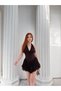 Women's Bitter Coffee Lining Shorts Corset Detailed Ruffle Lace Mini Dress Dcf300 - 3
