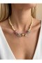 Women's Gold Detailed Cream Color Floral Necklace