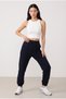 Women's High Waist Elastic Waist Lace-Up Pocketed Elastic Cuffs Baggy Jogger Sweatpants Po-3051 - 2